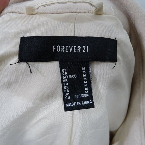 Forever 21 Beige Collared Button Up Jacket With Pockets Women Size M Lined - Picture 6 of 10